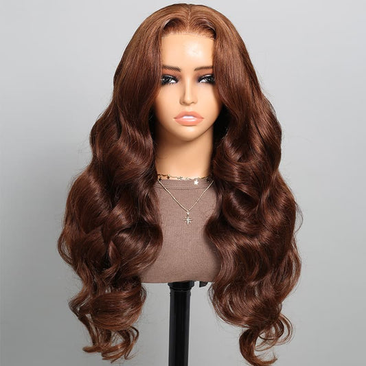 HD Transparent Chocolate Brown Pre Plucked Lace Front Wig