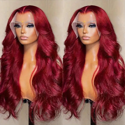 HD Burgundy 99J Body Wave Lace Front Human Hair Wig