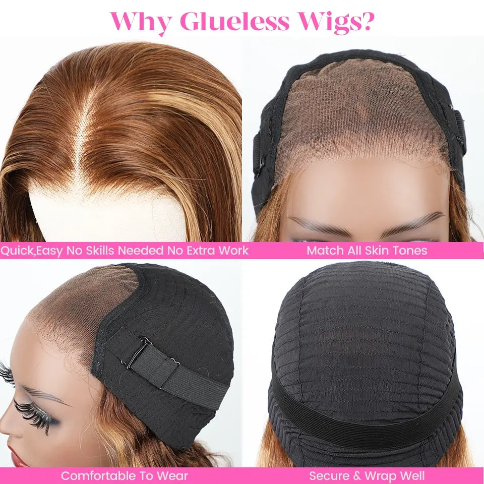 Wear and Go PreCut HD Highlight Body Wave Human Hair 180% Glueless Wig