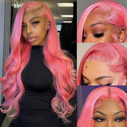 Preplucked HD Pink Body Wave Lace Front Wig 13x4 13x6 Human Hair Frontal Lace