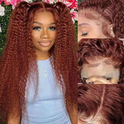 30 34 Inch Reddish Brown Deep Wave Frontal Wig 13X6 HD Lace Frontal Wig Colored Deep Wave 13x4 Lace Front Human Hair Wigs