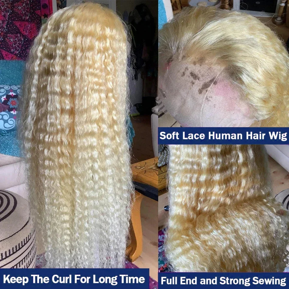 613 Deep Wave Blonde Human Hair Wig 13X6 Hd Lace Frontal Wig 13x4 Curly Lace Front