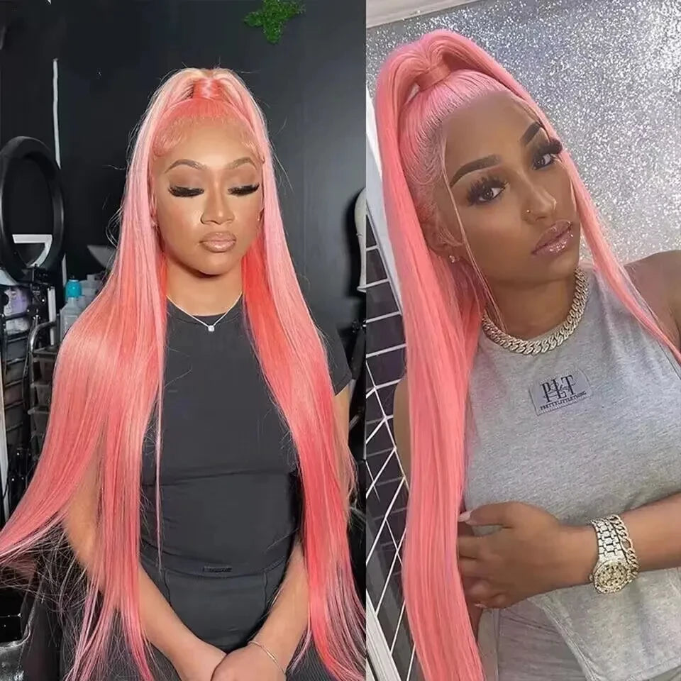 Straight Pink Brazilian Lace Front Wig 13x4 13x6 Hd Lace Frontal Wig