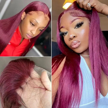 Burgundy 99j 13x4 13x6 Hd Lace Frontal Straight Hair Lace Front Wig
