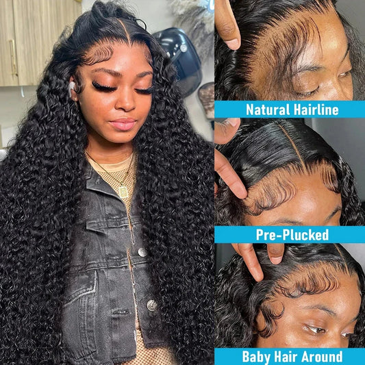 200% 250% Density Hd Lace Frontal Wig Long 13x4 Curly Lace Front Glueless Human Hair Wig