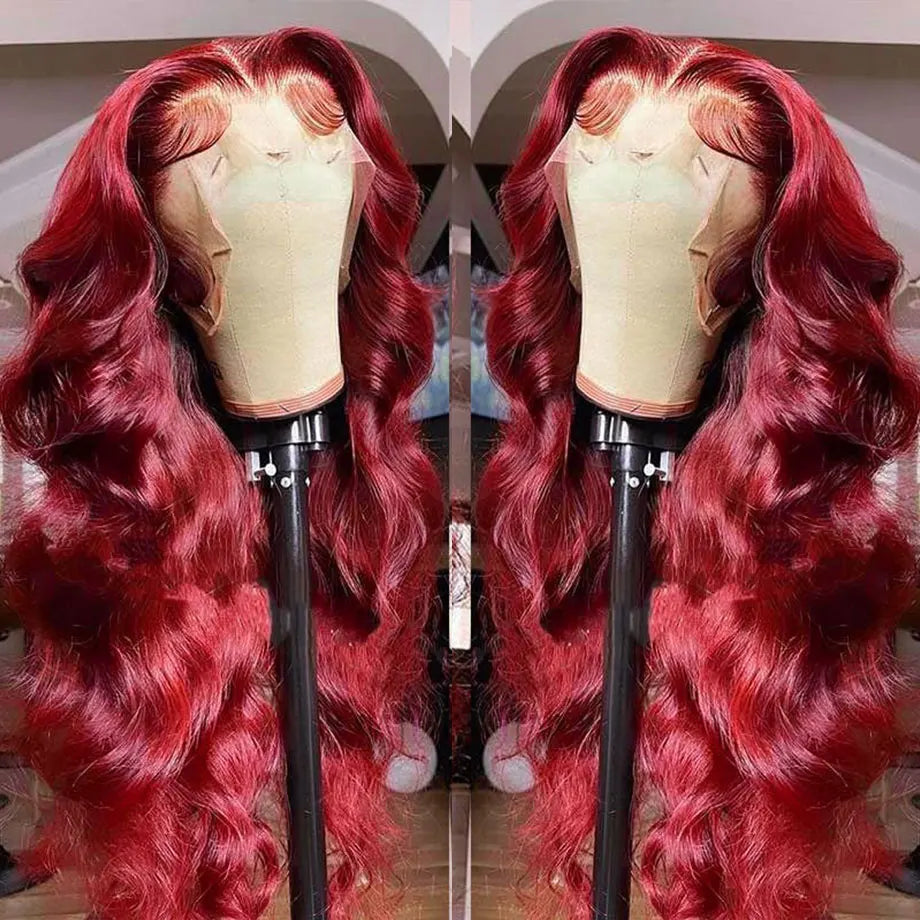 HD Burgundy 99J Body Wave Lace Front Human Hair Wig