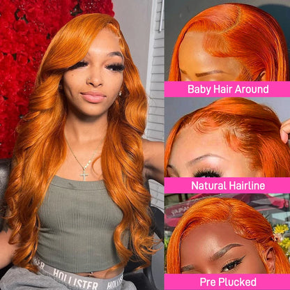 Ginger Orange HD Lace Frontal Transparent Wig Human Hair Wig