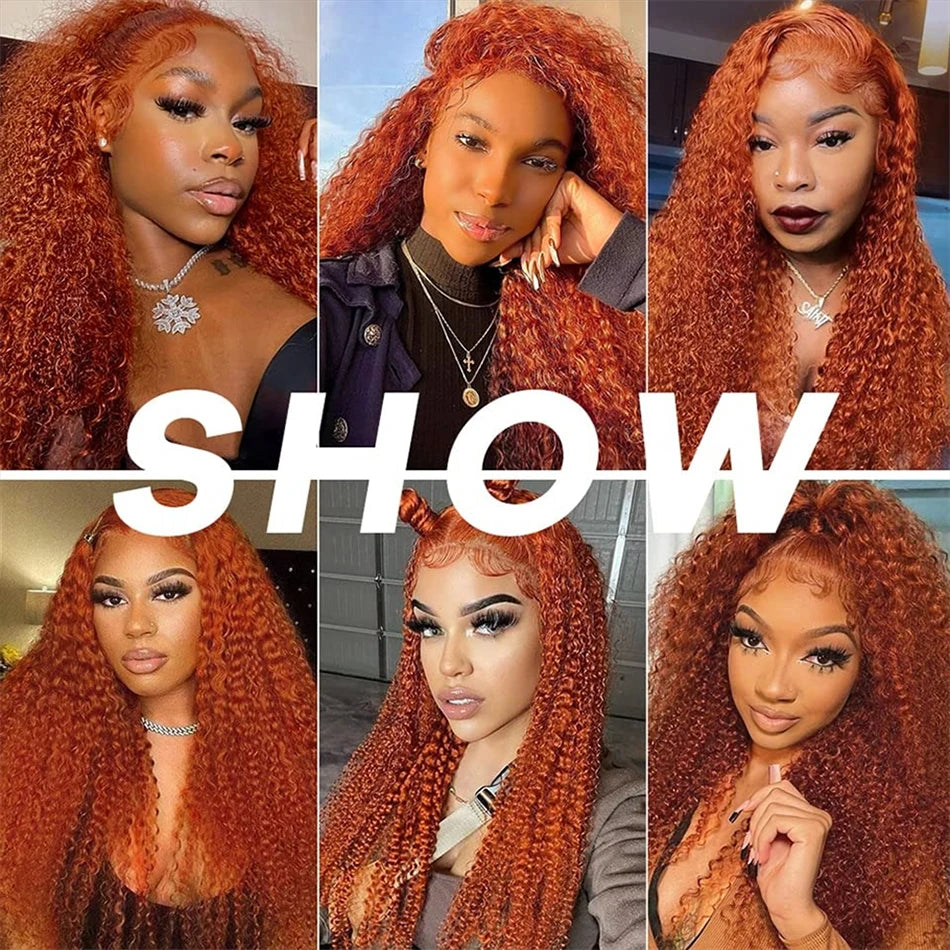 Orange Ginger Deep Wave Lace Front Human Hair Hd 13x4 Glueless Lace Frontal Wig 4x4 5x5 Closure Human Hair Wig 13x6
