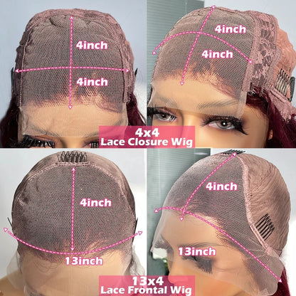 99J Transparent Straight Burgundy Lace Front Human Hair Wig