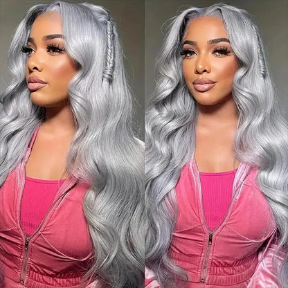 13x6 Transparent Silver Body Wave Lace Front Wig