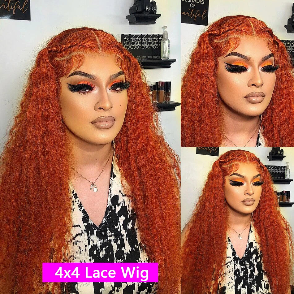 Orange Ginger Deep Wave Lace Front Human Hair Hd 13x4 Glueless Lace Frontal Wig 4x4 5x5 Closure Human Hair Wig 13x6